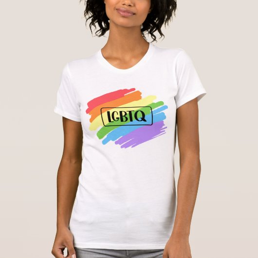 LGBTQ-penseelstreken regenboog T-shirt (Voorkant)