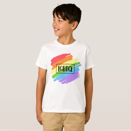 LGBTQ-penseelstreken regenboog T-shirt (Voorkant volledig)