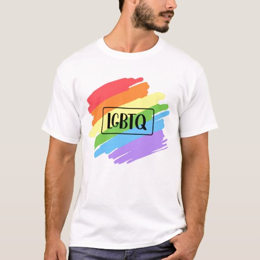 LGBTQ-penseelstreken regenboog T-shirt (Voorkant)
