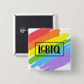 LGBTQ-penseelstreken regenboog Vierkante Button 5,1 Cm (Voorkant /achterkant)