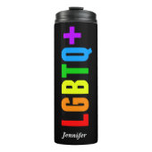 LGBTQ plus regenboogkap Pride Acronym Monogram Thermosbeker (Voorkant)