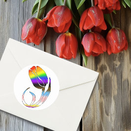 LGBTQ plus Tulp en Bloemen Ronde Sticker