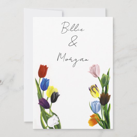 LGBTQ plus Tulpen Bloemen Bruiloft Kaart (Achterkant)