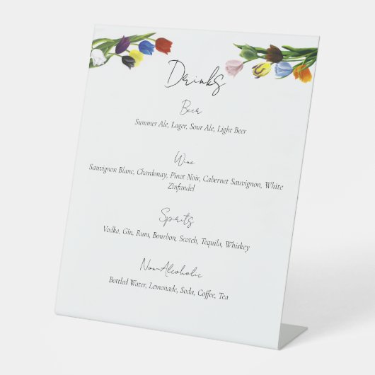 LGBTQ plus Tulpen Bloemen Drinken Menu Reclamebord Met Voetstuk (Voorkant)