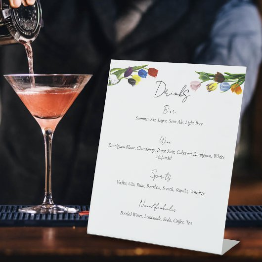 LGBTQ plus Tulpen Bloemen Drinken Menu Reclamebord Met Voetstuk