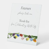 LGBTQ Plus Tulpen Bloemen Huwelijksgunsten Reclamebord Met Voetstuk (Voorkant)