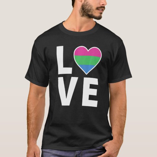 LGBTQ Polyseksueel Vlag Hart LGBTQIA+ Liefde Polys T-shirt (Voorkant)