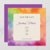 LGBTQ Pride Bruiloft Liefde is Liefde Regenboog Save The Date (Voorkant / Achterkant)