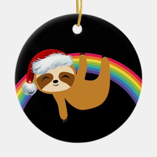 Lgbtq Pride Christmas Sloth Keramisch Ornament (Voorkant)