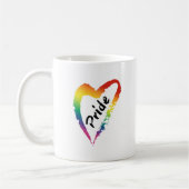 LGBTQ Pride Coffee Mok Rainbow Heart (Links)