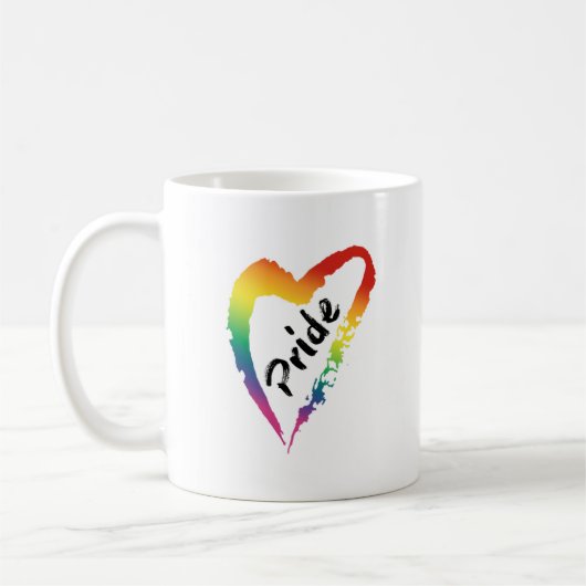 LGBTQ Pride Coffee Mok Rainbow Heart (Links)