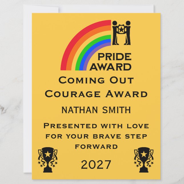 LGBTQ+ & Pride Coming Out Certificaat (Voorkant)