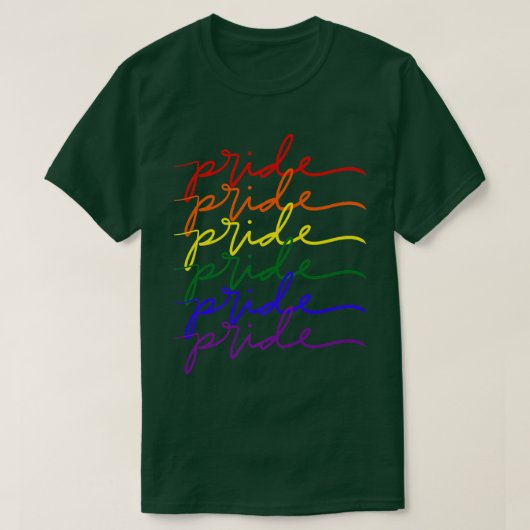 LGBTQ Pride Cursive Rainbow T-shirt (Design voorkant)