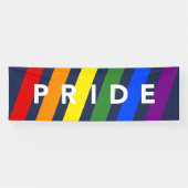 LGBTQ PRIDE Diagonal Rainbow Stripes op Navy Blue Spandoek (Horizontaal)