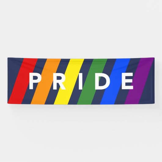 LGBTQ PRIDE Diagonal Rainbow Stripes op Navy Blue Spandoek (Horizontaal)