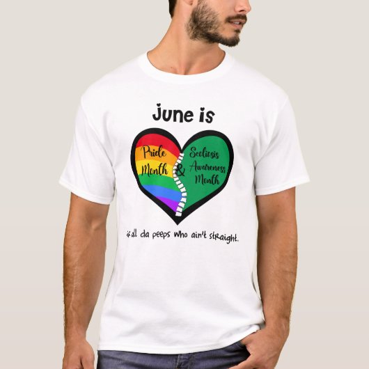 LGBTQ+ Pride en Scoliosis T-Shirt is niet recht (Voorkant)