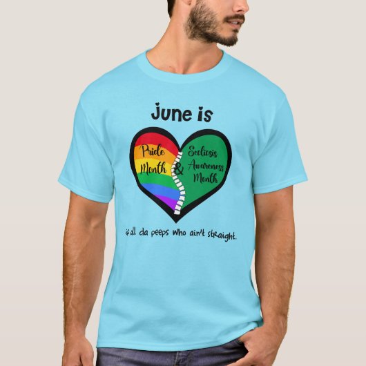 LGBTQ+ Pride en Scoliosis T-Shirt is niet recht (Voorkant)