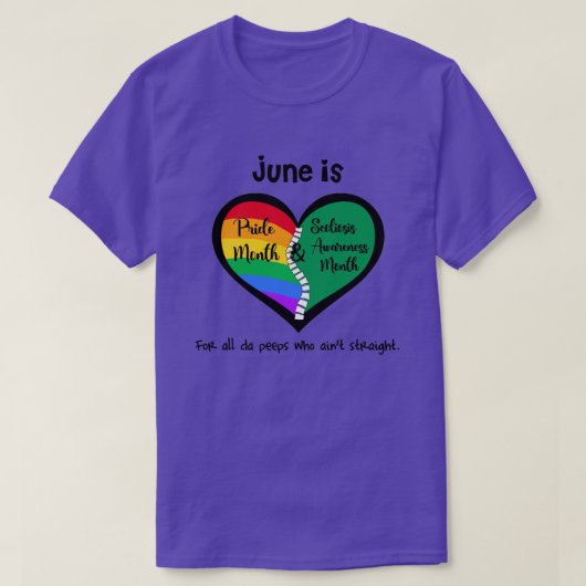 LGBTQ+ Pride en Scoliosis T-Shirt is niet recht (Design voorkant)