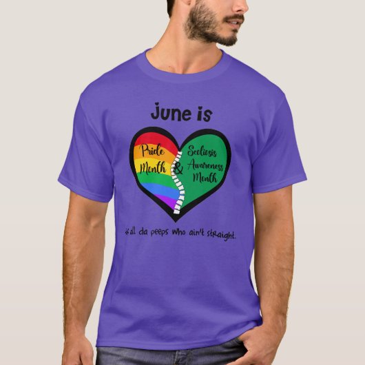 LGBTQ+ Pride en Scoliosis T-Shirt is niet recht (Voorkant)