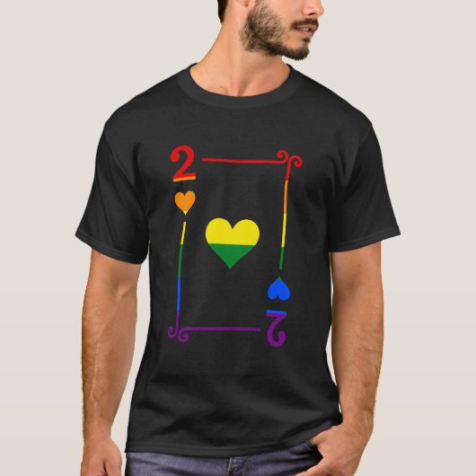 LGBTQ Pride Flag die Kaarten speelt Twee Kaart 2 H T-shirt (Voorkant)
