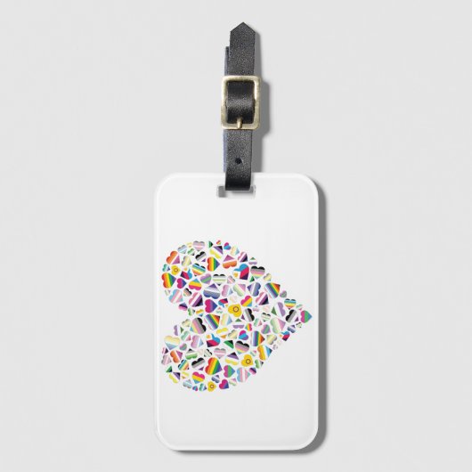 LGBTQ+ Pride Flag Hearts gecombineerd Bagagelabel (Voorkant (verticaal))