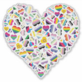 LGBTQ+ Pride Flag Hearts gecombineerd Sticker (Voorkant)