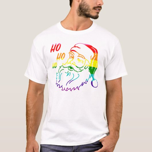 LGBTQ Pride Flag Regenboogkerstkerstkerstman T-shirt (Voorkant)
