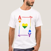 LGBTQ Pride Flag Speelkaarten Ace Kaart Ace Harten T-shirt (Voorkant)