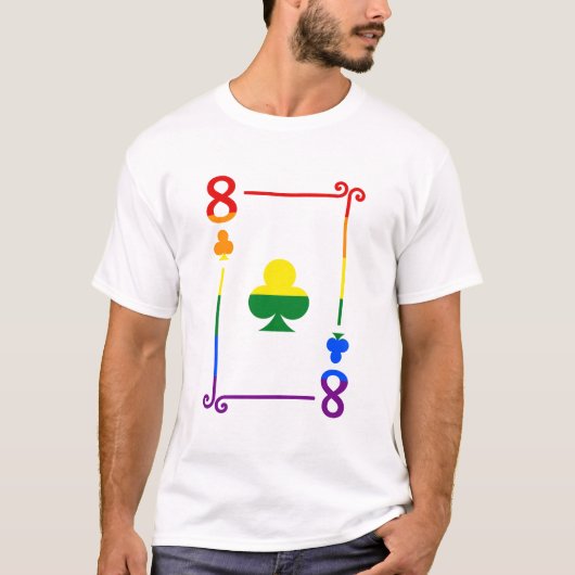 LGBTQ Pride Flag Speelkaarten Acht Kaart 8 Clubs T-shirt (Voorkant)