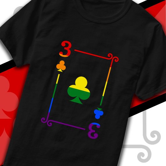 LGBTQ Pride Flag Speelkaarten Drie Kaart 3 Clubs T-shirt