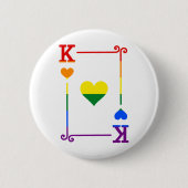 LGBTQ Pride Flag Speelkaarten Koning Kaart Harten Ronde Button 5,7 Cm (Voorkant)