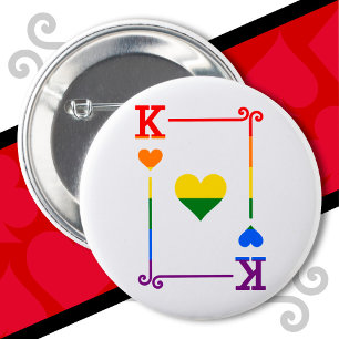 LGBTQ Pride Flag Speelkaarten Koning Kaart Harten Ronde Button 5,7 Cm