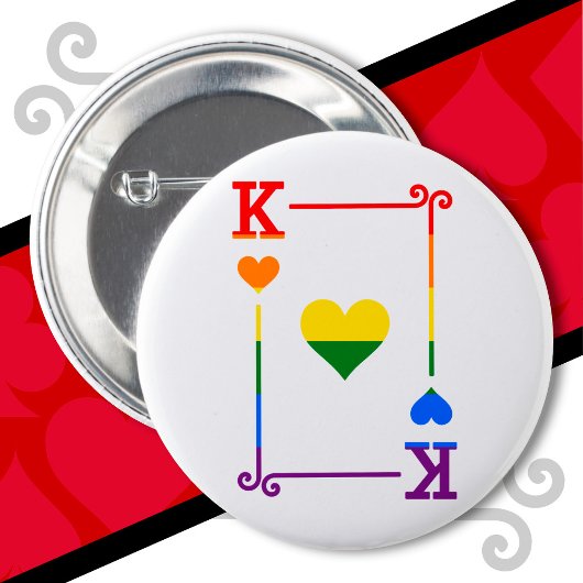LGBTQ Pride Flag Speelkaarten Koning Kaart Harten Ronde Button 5,7 Cm