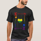 LGBTQ Pride Flag Speelkaarten Koning Kaart Harten T-shirt (Voorkant)