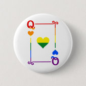 LGBTQ Pride Flag Speelkaarten Queen Kaart Hearts Ronde Button 5,7 Cm (Voorkant)