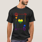 LGBTQ Pride Flag Speelkaarten Queen Kaart Hearts T-shirt (Voorkant)