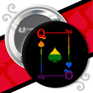 LGBTQ Pride Flag Speelkaarten Queen Kaart Schoppen Ronde Button 5,7 Cm