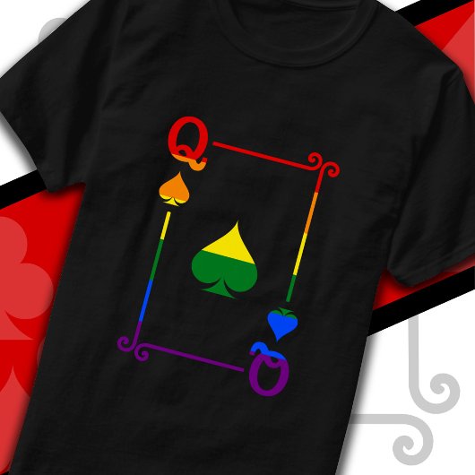 LGBTQ Pride Flag Speelkaarten Queen Kaart Schoppen T-shirt