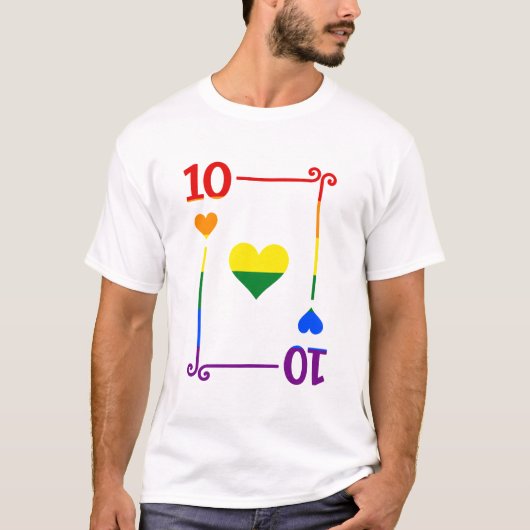 LGBTQ Pride Flag Speelkaarten Tien Kaart 10 Harten T-shirt (Voorkant)