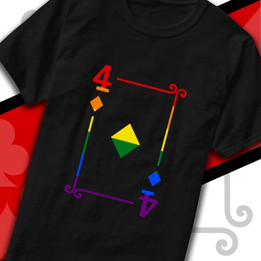 LGBTQ Pride Flag Speelkaarten Vier Kaart 4 Diamant T-shirt