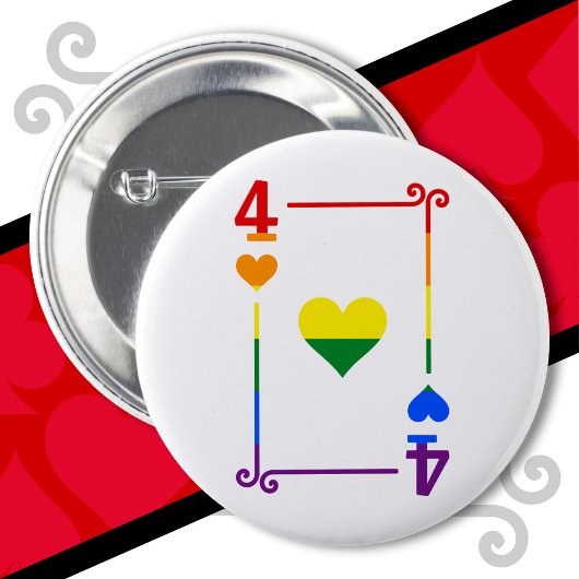 LGBTQ Pride Flag Speelkaarten Vier Kaart 4 Harten Ronde Button 5,7 Cm