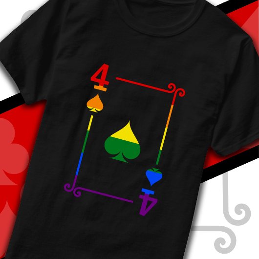 LGBTQ Pride Flag Speelkaarten Vier Kaart 4 Schoppe T-shirt