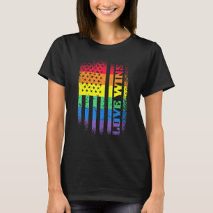Lgbtq Pride Gay Equality Rainbow American Flag Lov T-shirt