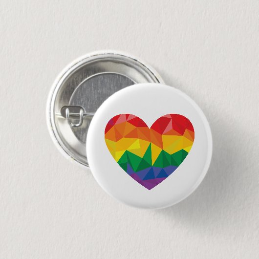 LGBTQ+ Pride Geometric Heart Rainbow Ronde Button 3,2 Cm (Voorkant /achterkant)