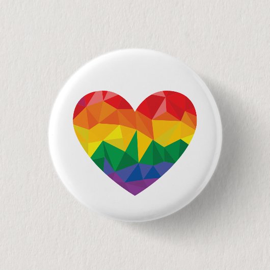 LGBTQ+ Pride Geometric Heart Rainbow Ronde Button 3,2 Cm (Voorkant)
