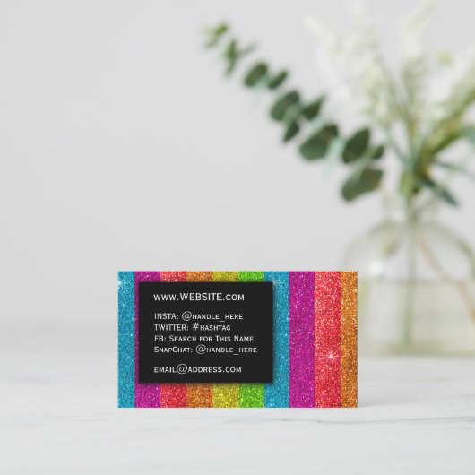 LGBTQ Pride Glitter Rainbow makeup Artiest Bling Visitekaartje (Staand voorkant)
