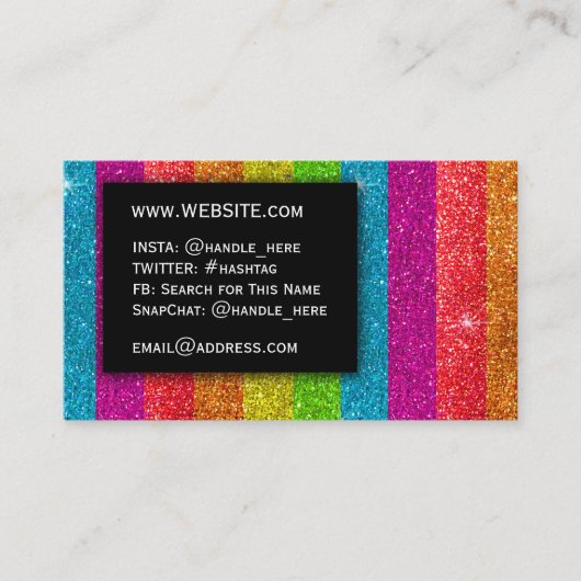 LGBTQ Pride Glitter Rainbow makeup Artiest Bling Visitekaartje (Voorkant)