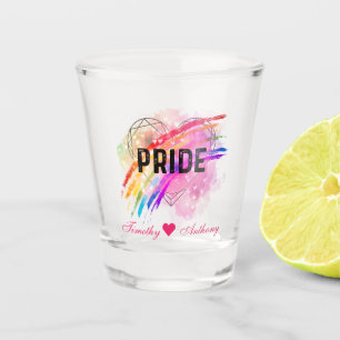 LGBTQ Pride Heart Diamond Rainbow Kleuren Shot GL Glas
