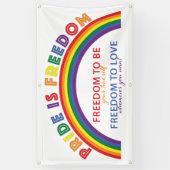 LGBTQ Pride is Freedom Rainbow White Achtergrond Spandoek (Verticaal)