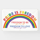LGBTQ Pride is Freedom Rainbow White Achtergrond Spandoek (Horizontaal)